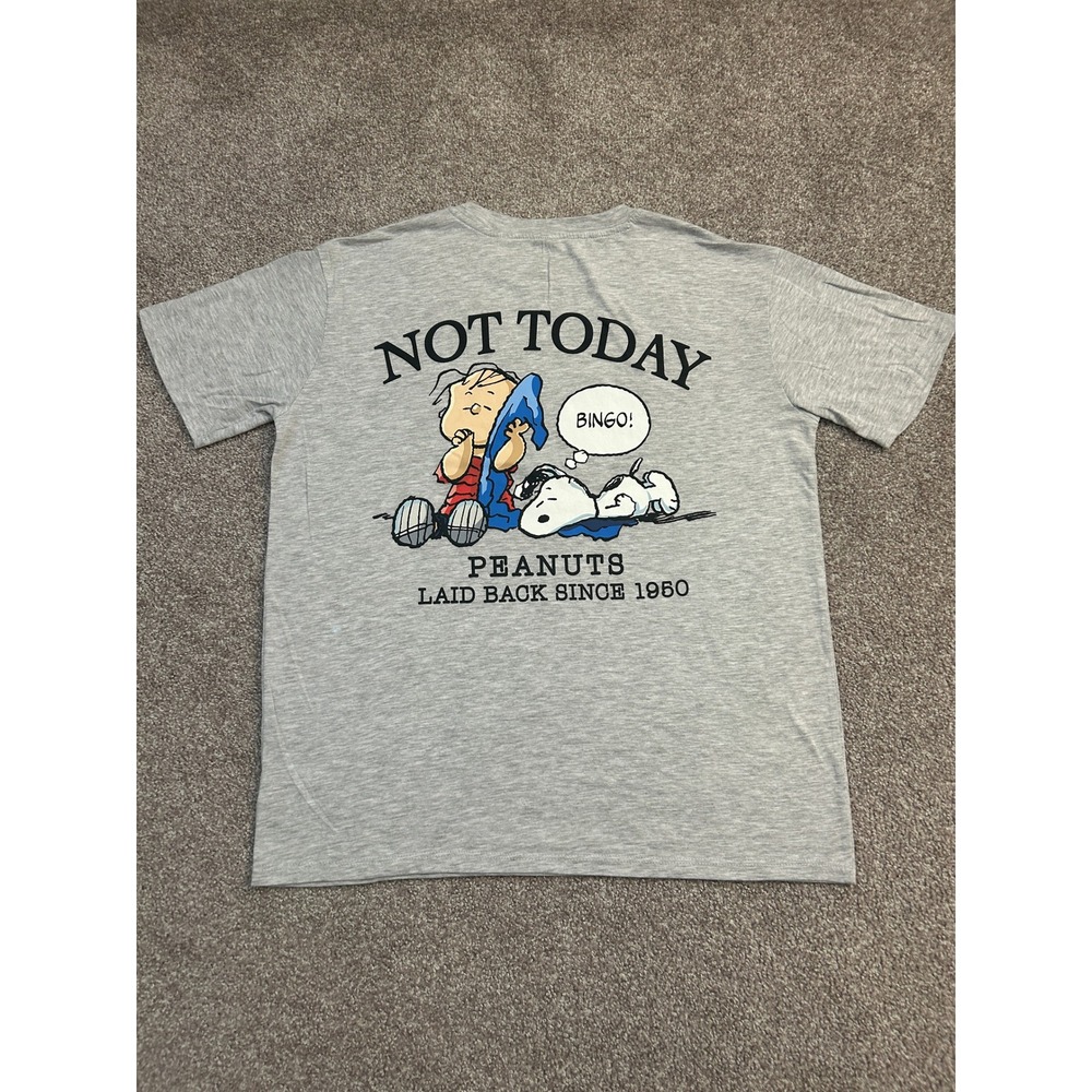 Peanuts Snoopy Graphic T-Shirt Boys Size M 8-10‎ Gray Excellent Double Sided Tee